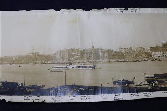 An early 20th century panoramic photo of Shanghai harbour